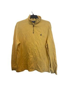 Polo Ralph Lauren Yellow Long Sleeve Half-Zip Pullover Sweater L 100% Cotton